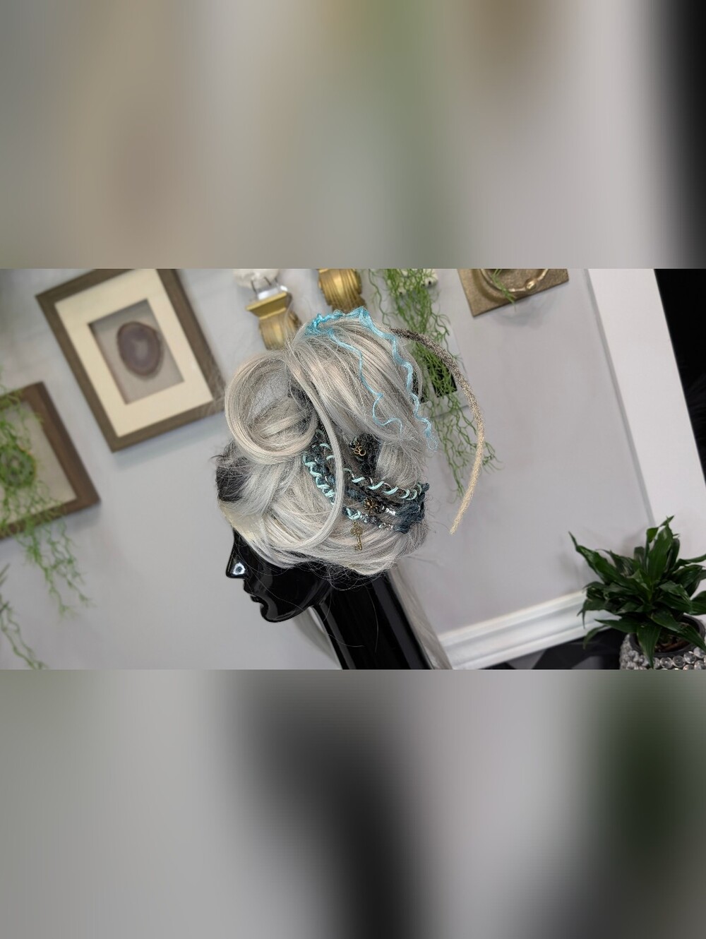 Aqua & Grey Dread Lock Hair Clip Extensions (1pc) #16